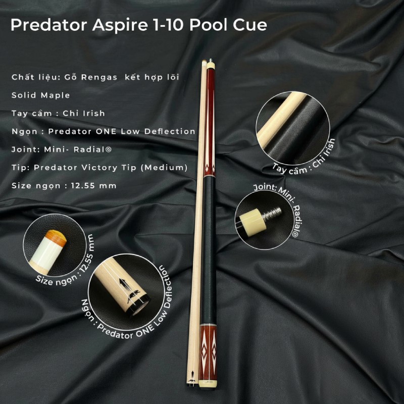 Predator Aspire 1-10/Cơ bida Lỗ Chính Hãng